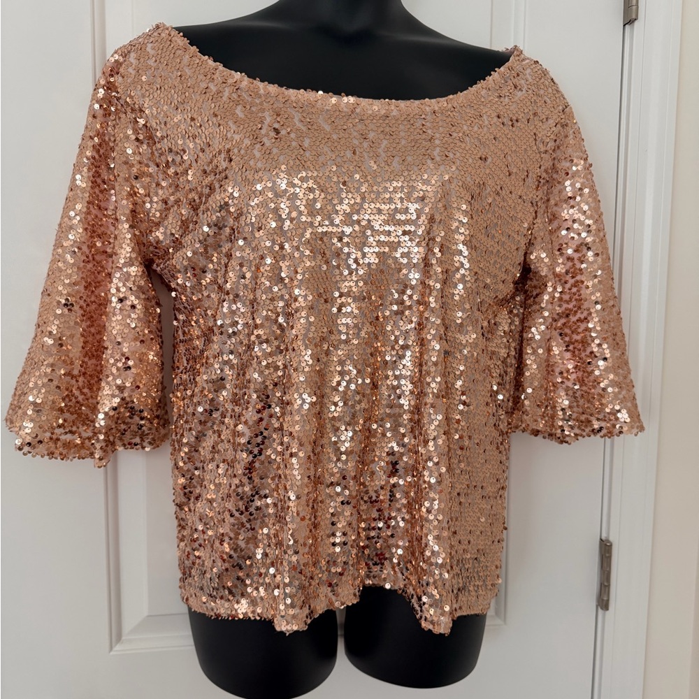 Sequin Women's Top - Rose Gold